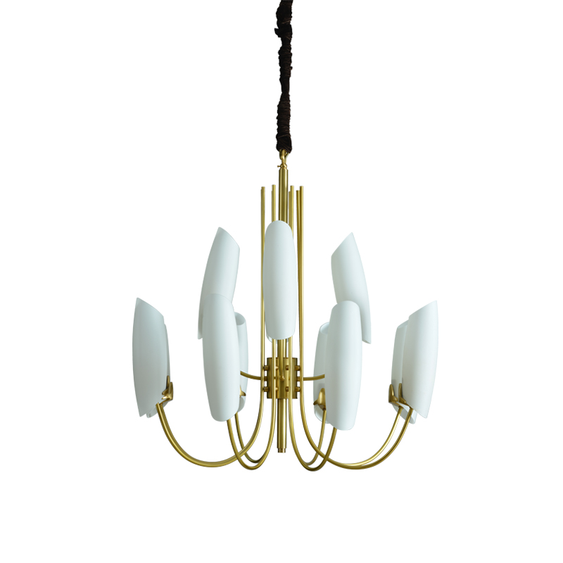 New model with12 bulbs simple lighting fixtures for hotel home led lamp bronze pendant light hot sale glass chandelier