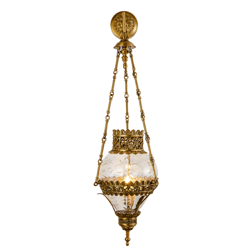 Hotel Coffee Shop Exotic Charm Decorative Copper Brass Hanging Lantern Design Passage Aisle Corridor Wall Sconce Light