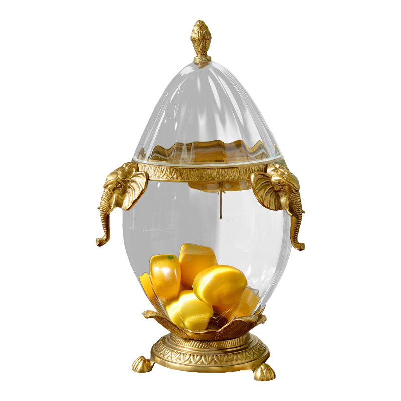 Hotel Villa Party Home Decor Ornament Copper Elephant Crystal Storage Jars for Kitchen Sugar Coffee Candy Snack