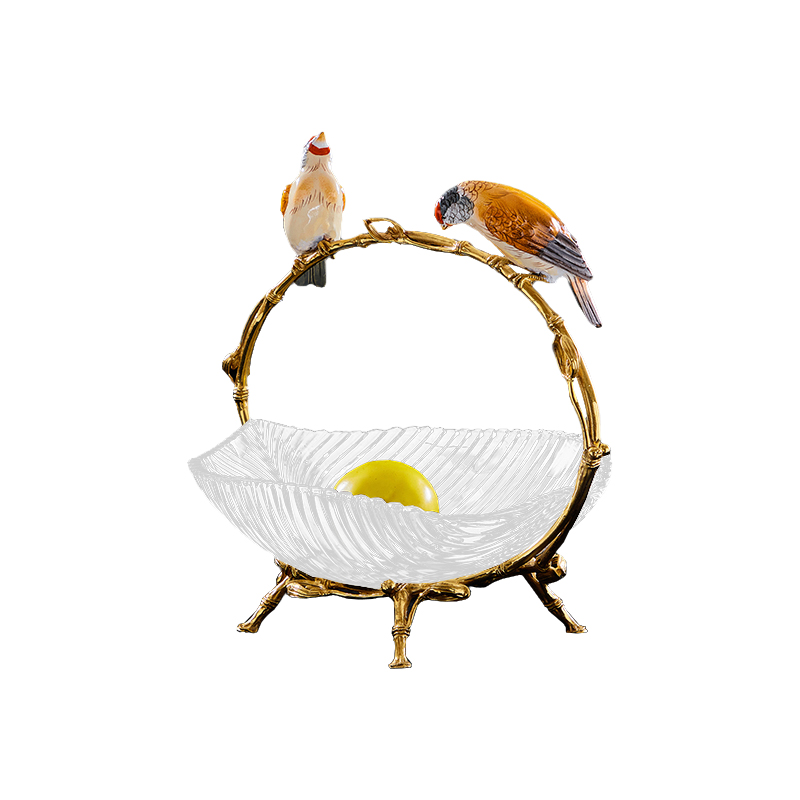 zsDesigns Home Decor Luxury Handcrafted Porcelain Bird Copper Crystal Leaf Party Dinner Fruit Plates Coffee Tea Dish Plates