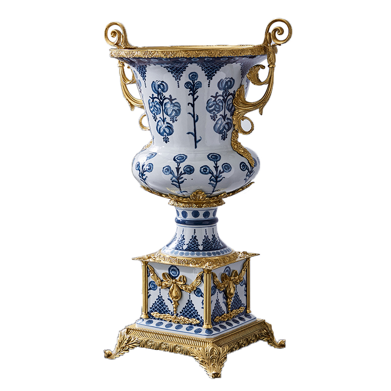 Brass craft marble ornaments ceramic flower vases interior accessories noble home decor items