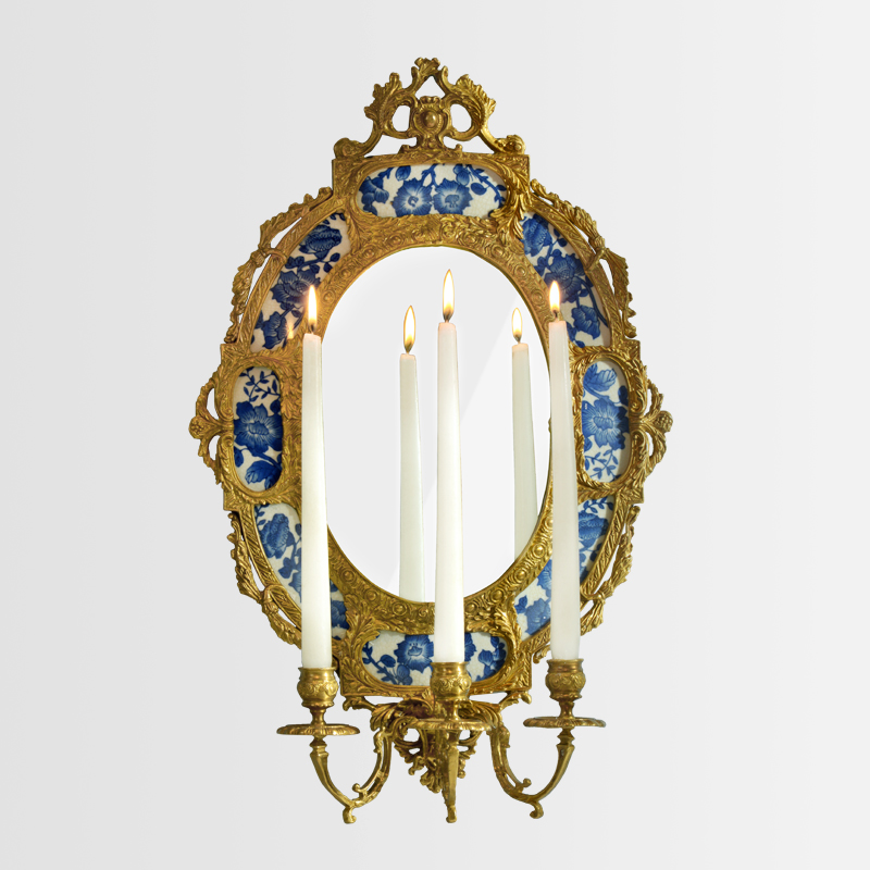 Wholesale High Quality 3 Arms brass mirror candelabra luxury Candlestick for home decor hotel villa