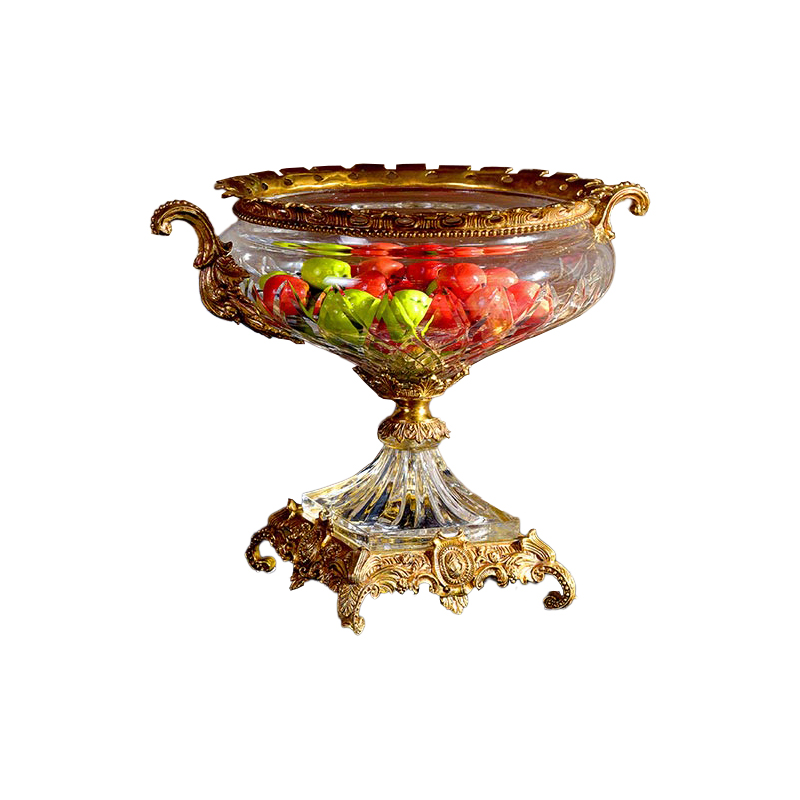 Deluxe brass crystal fruit vase fruit bowl plant vase plantas artificiales decoration halloween decoration for home decoration
