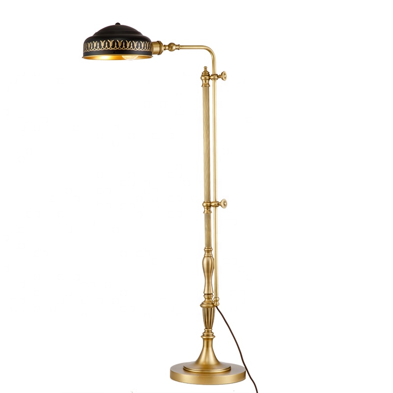 Modern industrial adjustable home hotel decoration brass lamp cover brass  long arm floor lamp