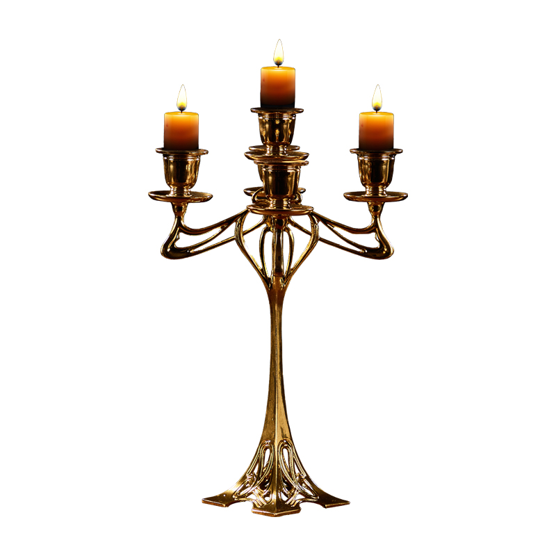 Luxury Handmade Golden Metal Tree Candle Holder Decorative Home Decor Brass Candlestick