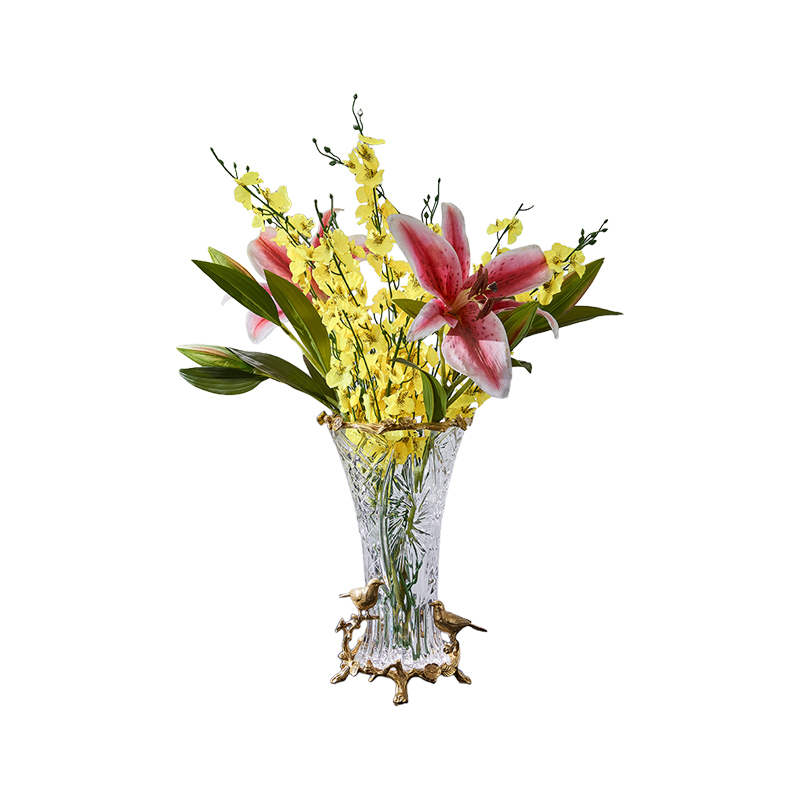 Modern luxury home decor Animal Design Glass Crystal vase Cylinder vase Clear glass