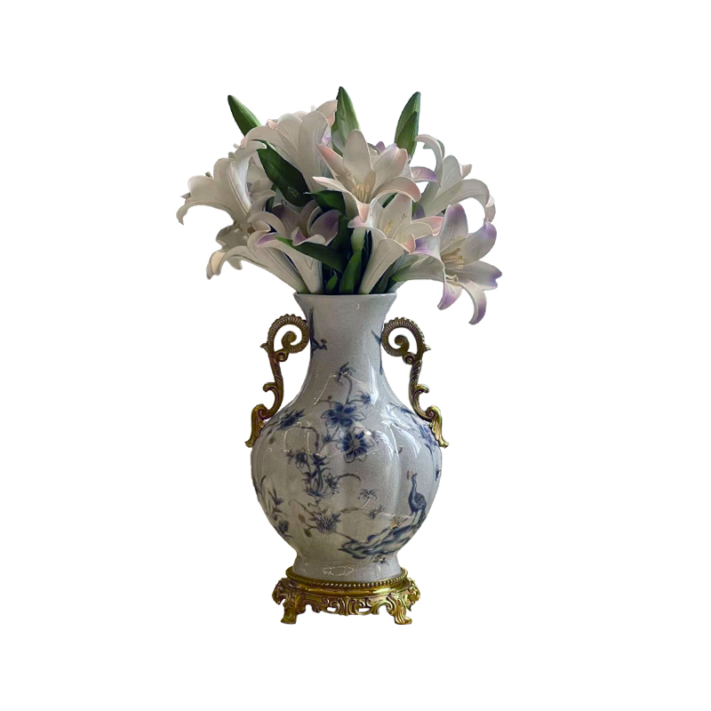 2024 The latest creative antique design brass European-style porcelain vase luxury luxury hotel vase