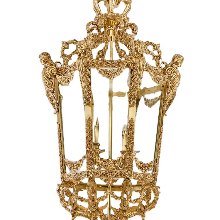 LED  oriental Village Hotel bar restaurant E27 Retro decoration latern chandelier copper crystal bird cage chandelier light