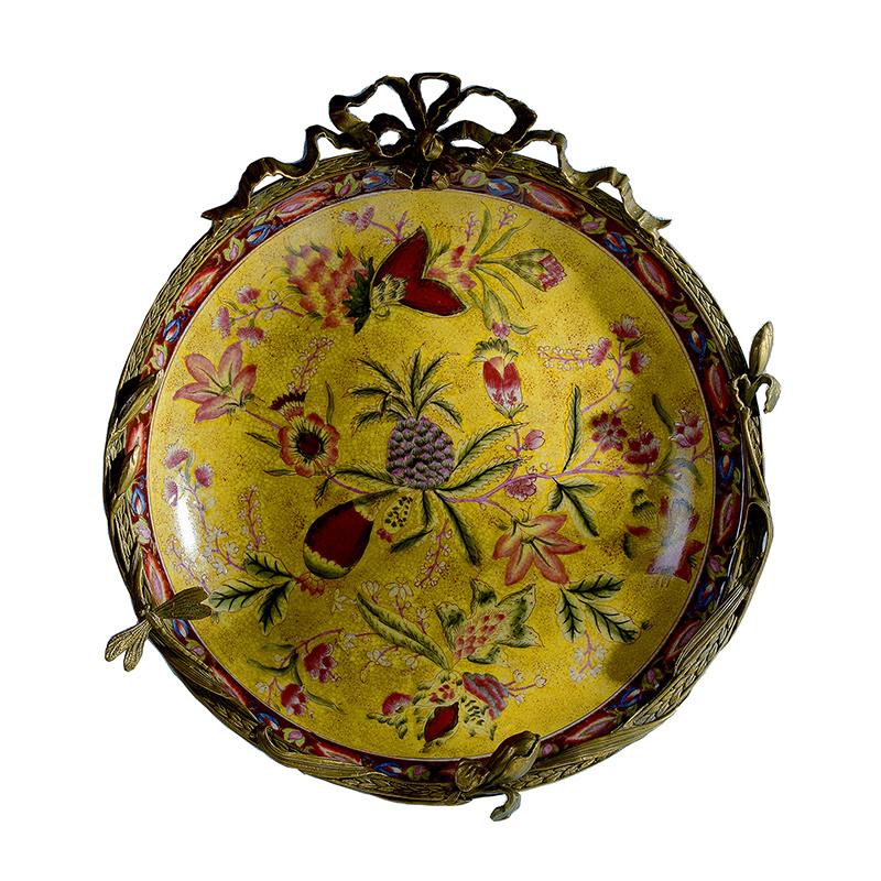 2024 fashion designs luxury brass ceramic plate with butterfly for home  office hotel wall hanging decors