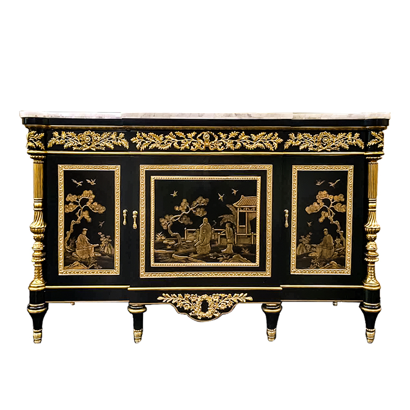 Classic hand-made hotel table with drawer for living room white marble tabletop exquisite solid wood furniture home cabinet