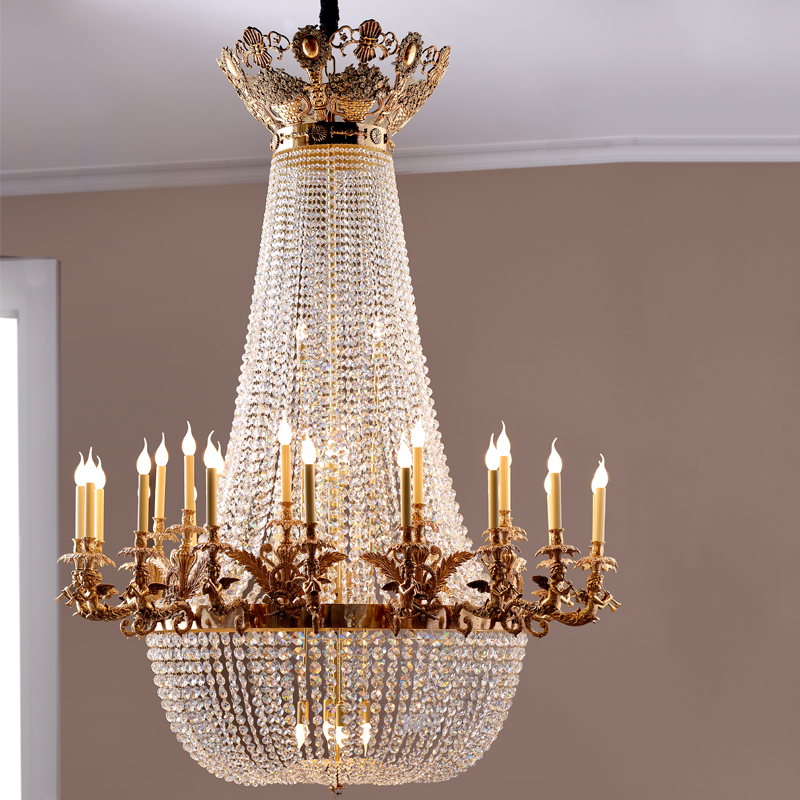 Project Lighting Large Classical Italian Fashion Brass Chandelier Surface Mounted Round Modern LED Ceiling Lamp