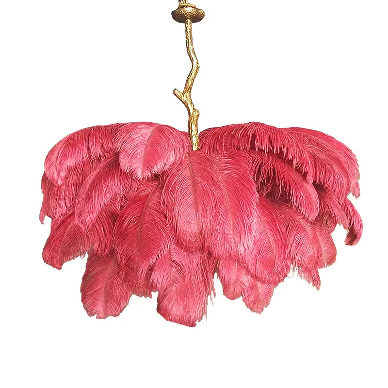 Luxury Star Hotel Club Villa Restaurant Modern Fashion Home Decor Interior Ceiling Pendant Light Ostrich Feather Lamp Chandelier
