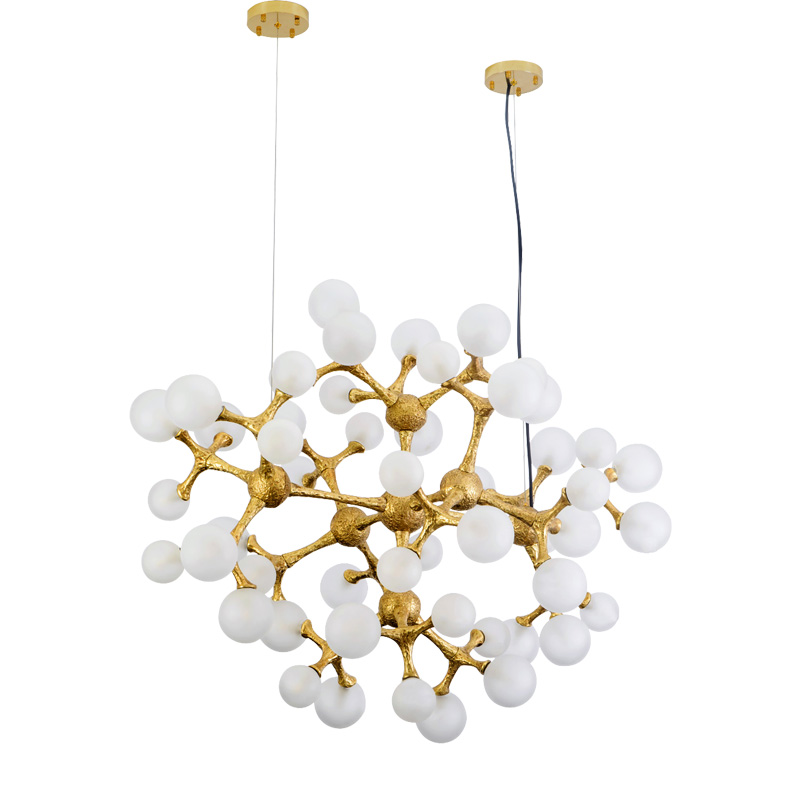 Manufacture custom pendant lamps for hotel with direct price modern brass ball led chandelier for sale from zhongshan lighting