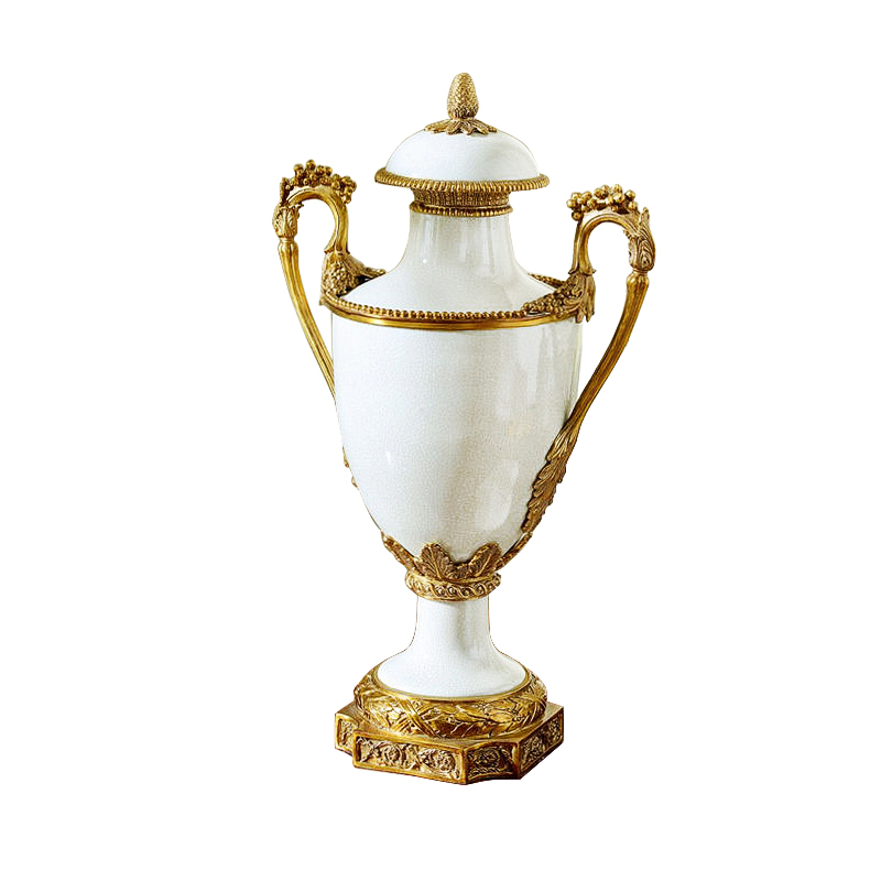 Factory direct products vintage accessories ceramic decor with fancy stable triangular base for hotel or villa porcelain jar