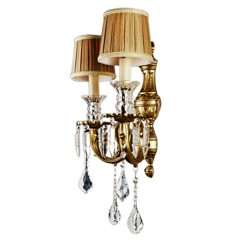 European Classical Double Wall Sconces Lamp with Aluminum Alloy and Crystal Wall-Mounted Light Fixtures