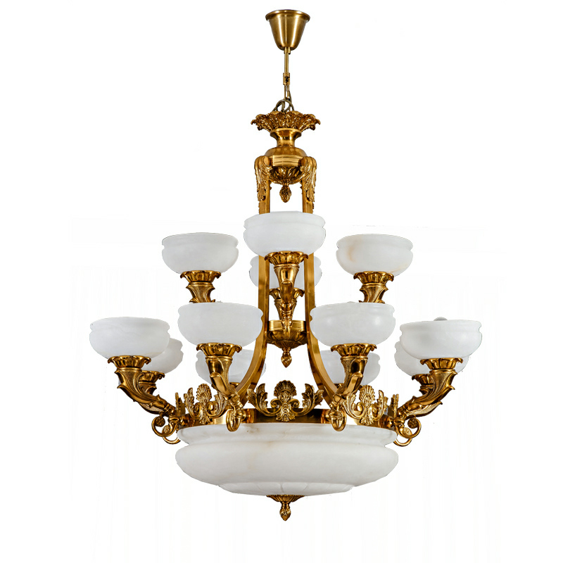 white marble brushed gold brass finish Alabaster  chandelier luxury lighting pendant lamp modern design  lights