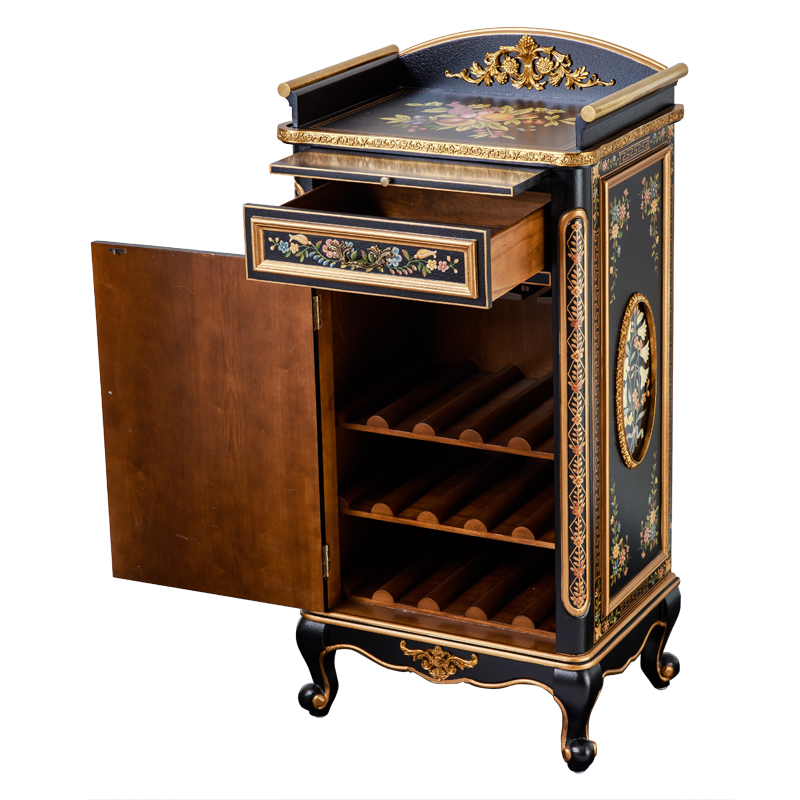 China supplier unique design carved antique wine cabinet for sale