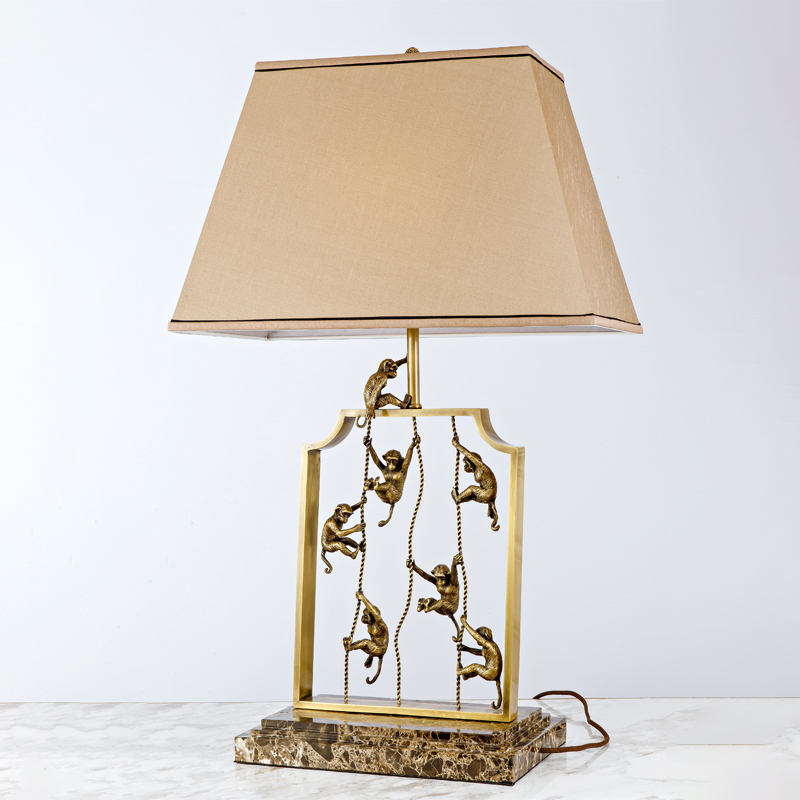 Classic hotel lighting fixtures wholesaler competitive monkey desk lamp/unique design for sale home antique table lamp