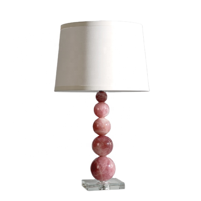 Wholesale Simple Modern Beautiful Shape Pink Quartz Luxury Living Room Decorative Bedside LED Table Lamp