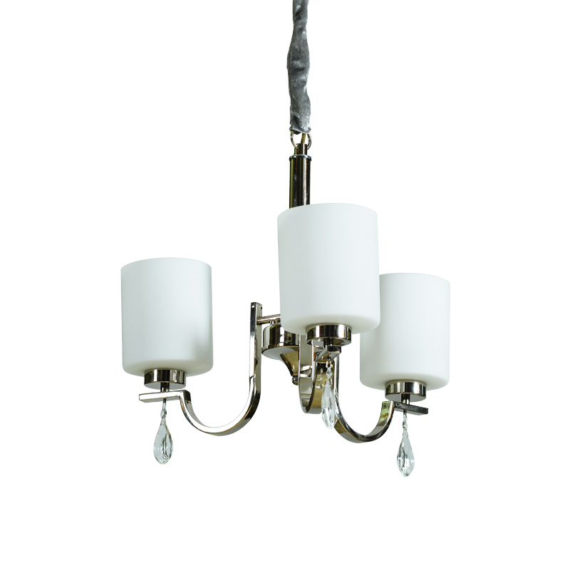 Modern style 3 bulbs iron and glass material led lamps noble nickel design pendant light for living room lighting chandelier