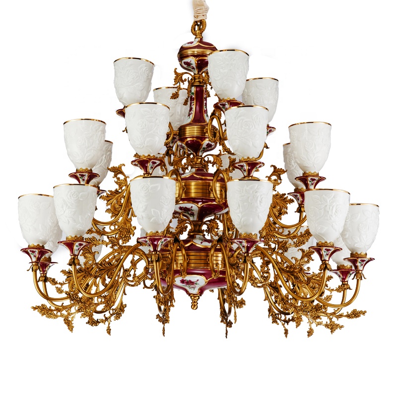 China supplier european big chandelier for home living room copper lights hot sale noble and beautiful vintage brass lamps