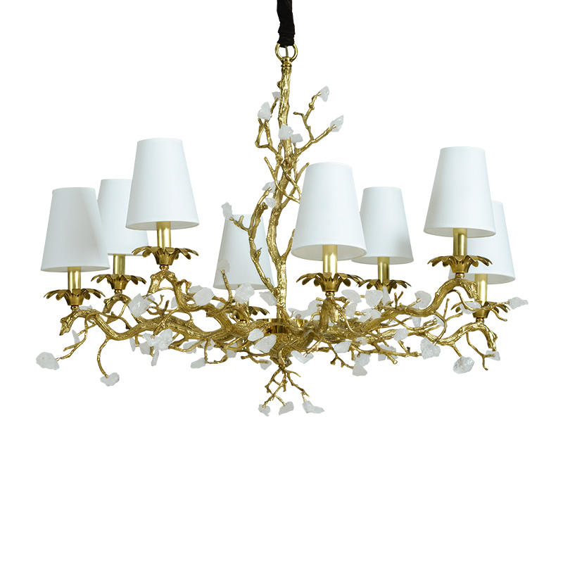 luxury tree branch pendant light led lighting nature stone high end brass chandelier wholesale