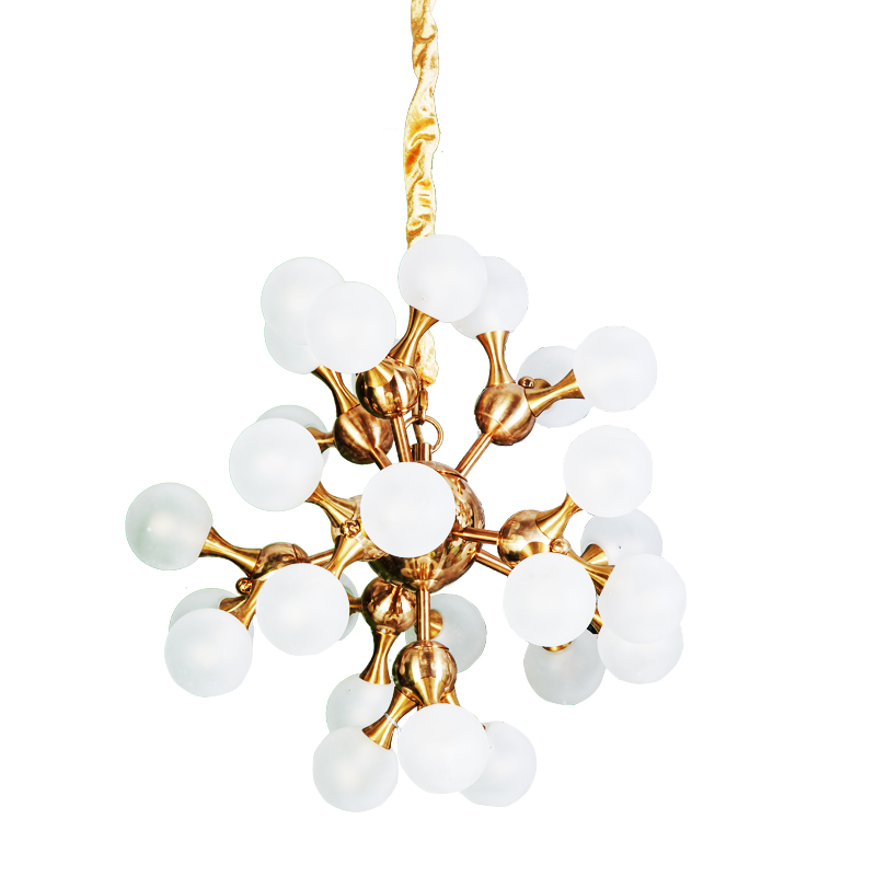 Chinese Manufactures Modern Brass Pendant Lights with Glass Ball Globe Chandelier with 27-Led Lights from Art-Dynasty