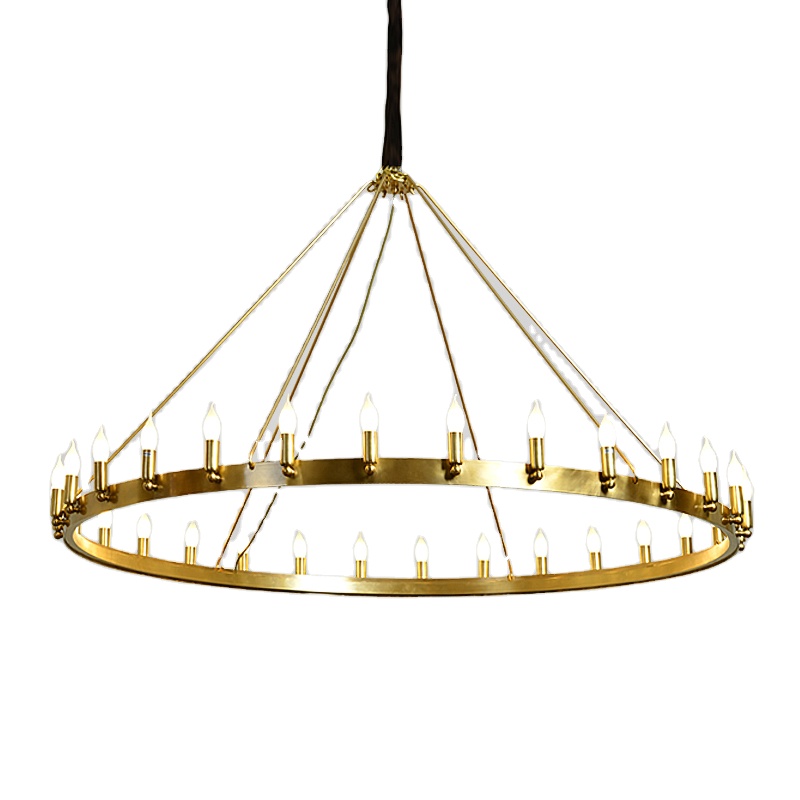 American style one tier pendant lamps industrial loft rustic vintage lighting in bronze finished candelabra round led chandelier