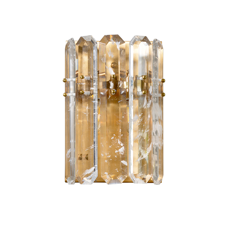 Iron and Natural Crystal Wall Sconce Lamp Post Modern Popular Decorative Led Wall Lighting Fixture for Hotel/Villa Corridor