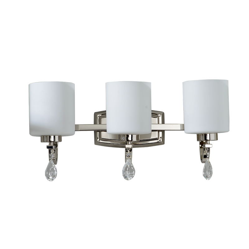 Silver Iron and White Glass Lampshade Wall Sconce Lamp with Crystal Modern Led Wall lights with 1/2/3/4 Led E14/E27 Bulbs