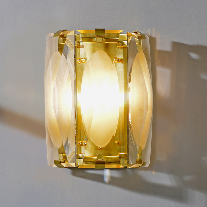 Noble crystal wrought iron design two led lightings for home living room 2 bulbs wall lamp living room aisle daily sconce light