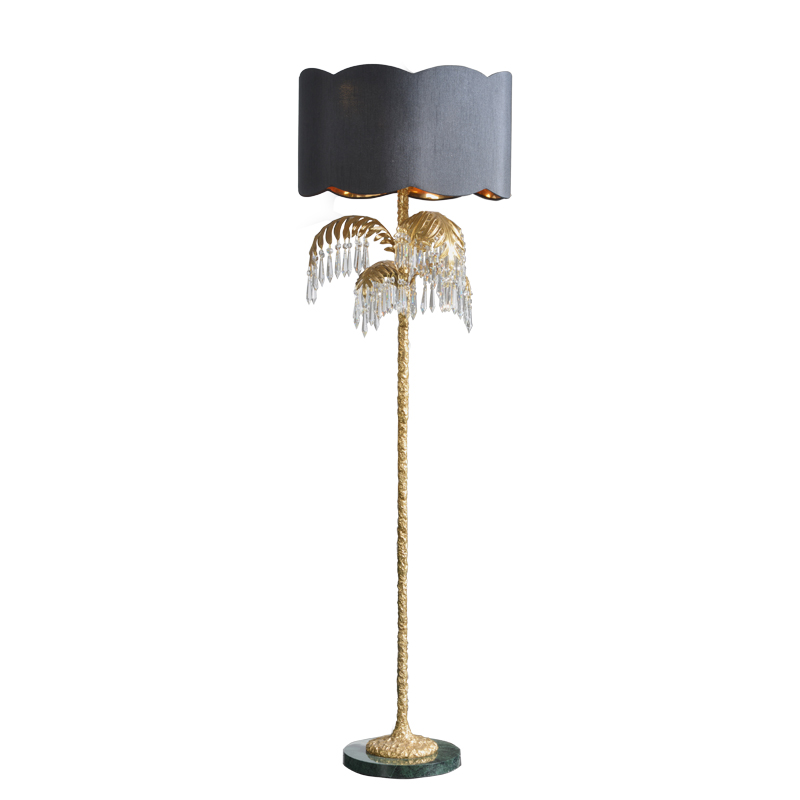 CE approval post modern decor royal villa hotel project black velvet luxury lamp shade floor lamp crystal floor lamp lights room