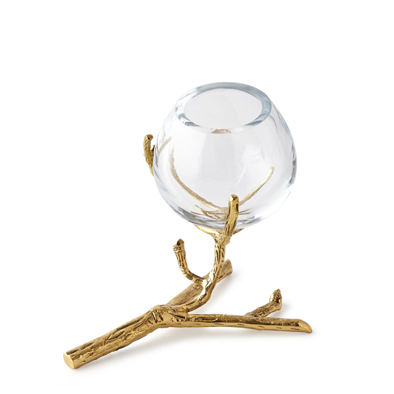 Inspired of spoon design  bronze and clear candlestick for wedding home hotel tabletop decoration bright crystal candle holder