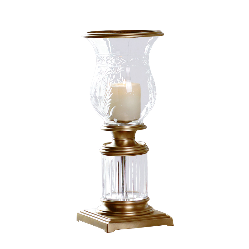 Modern glass brass candlestick gold design glass candle holder home decoration for home hotel wedding in party