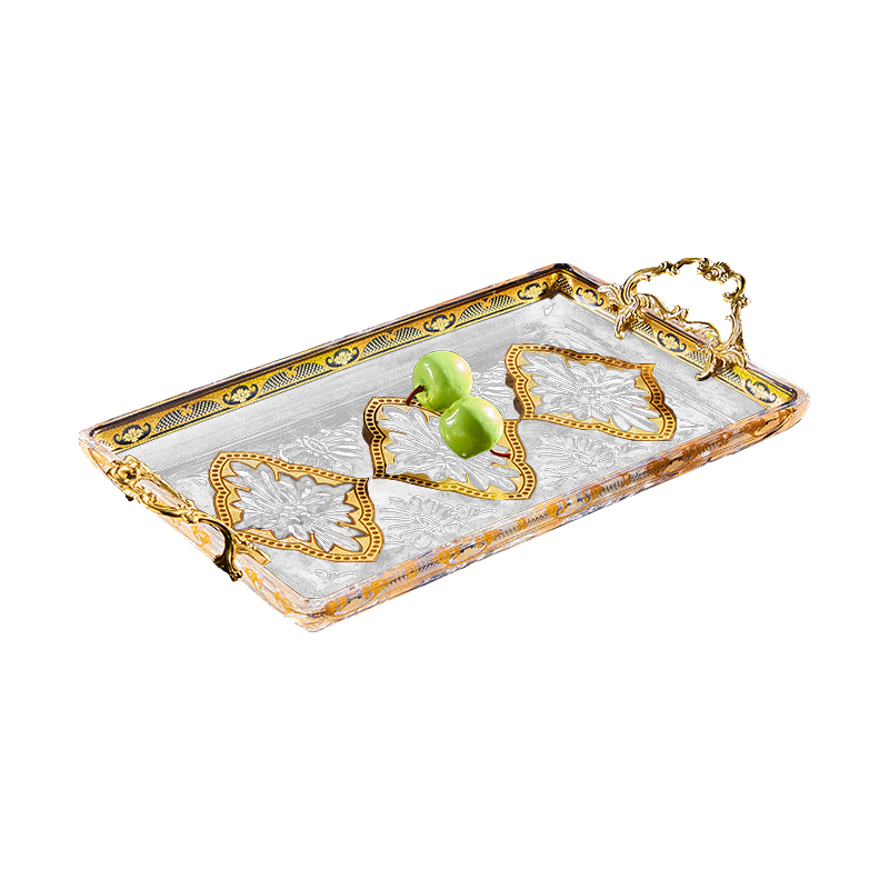 zsDesigns Factory Wholesale Star Hotel Villa Club Office Home Decor Handcrafted Luxury Copper K9 Crystal Glass Fruit Tray