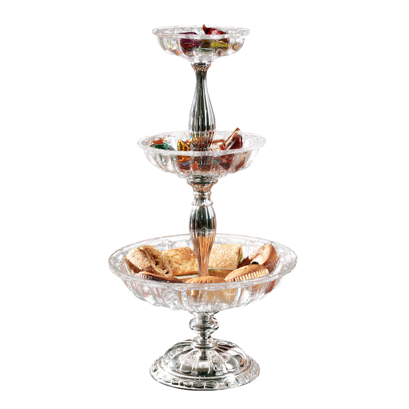 three tiers crystal tray dessert afternoon tea tray fruit plate home decoration house accessories wholesale