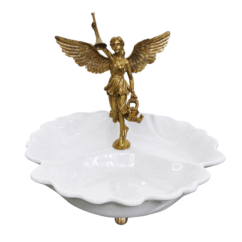 China ceramic home decor for project interior decorative plate with angel statue for living room kitchen porcelain fruit trays