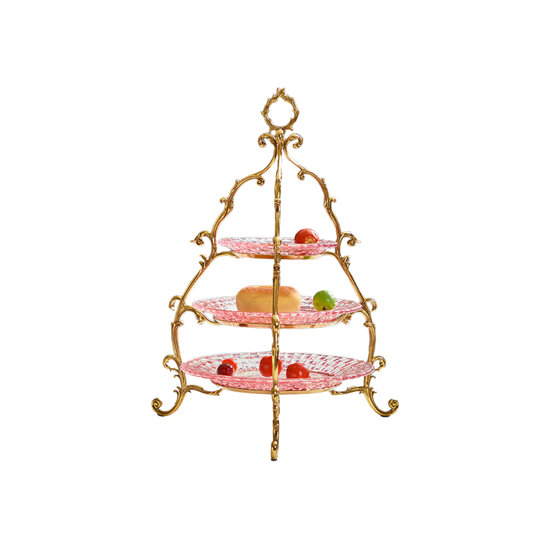 Best-selling luxury luxury hotel ceramic table dessert plate American three-layer cake plate fruit plate
