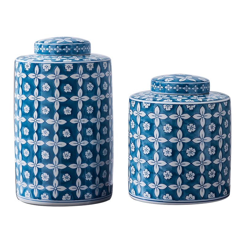 Chinese traditional porcelain home decor handmade ceramic pot ginger storage jar