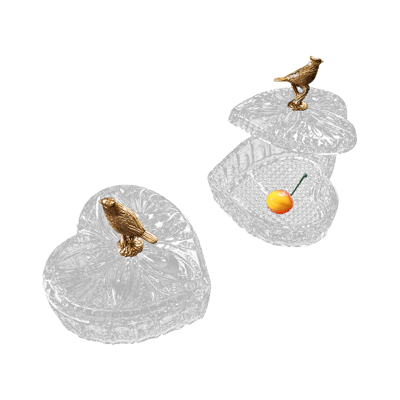 zsDesigns Hotel Villa Party Home Decor Ornament Heart Shape Luxury Golden Copper K9 Clear Crystal Candy Jar