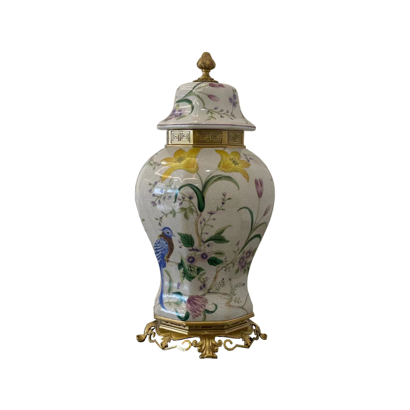 Hot sale new design Chinese ceramic storage jar lid altar celadon porcelain ginger jar for home decoration