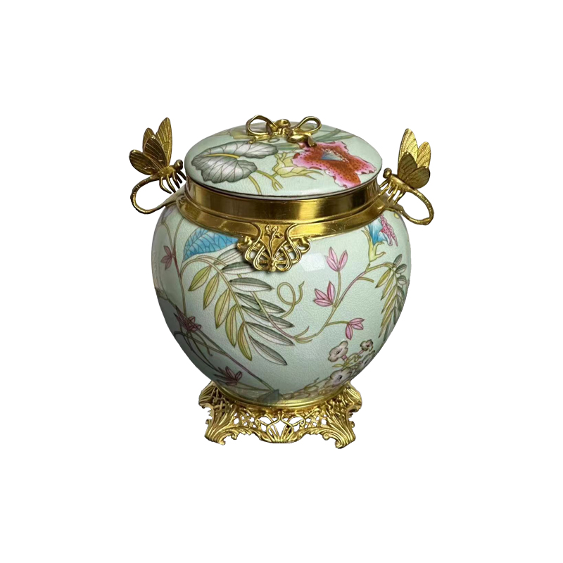 Modern Art Deco design ceramic vase room decor with dragonfly home decor jar tabletop or