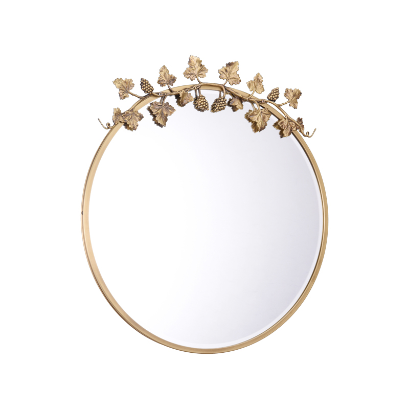 High-end Handmade Bathroom Decorated Antique Copper Frame Decorative Round Wall Mirrors