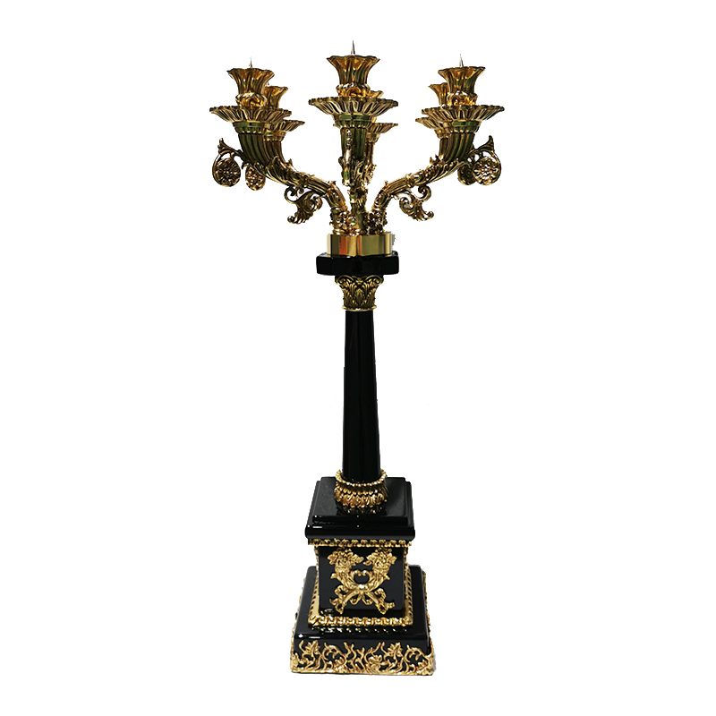 Classic green black marble ornament brass craft candle holder for home decor