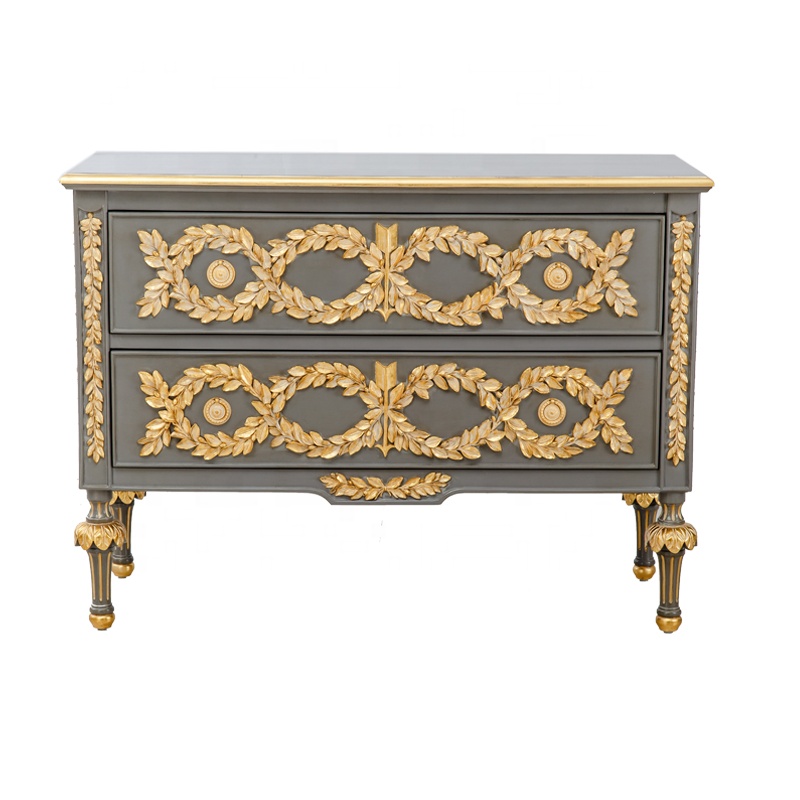 China Jiangmen Art-Dynasty Simple Double-bucket Copper and Wood Antique Art Cabinet French Style Luxury Home Decor Night Table