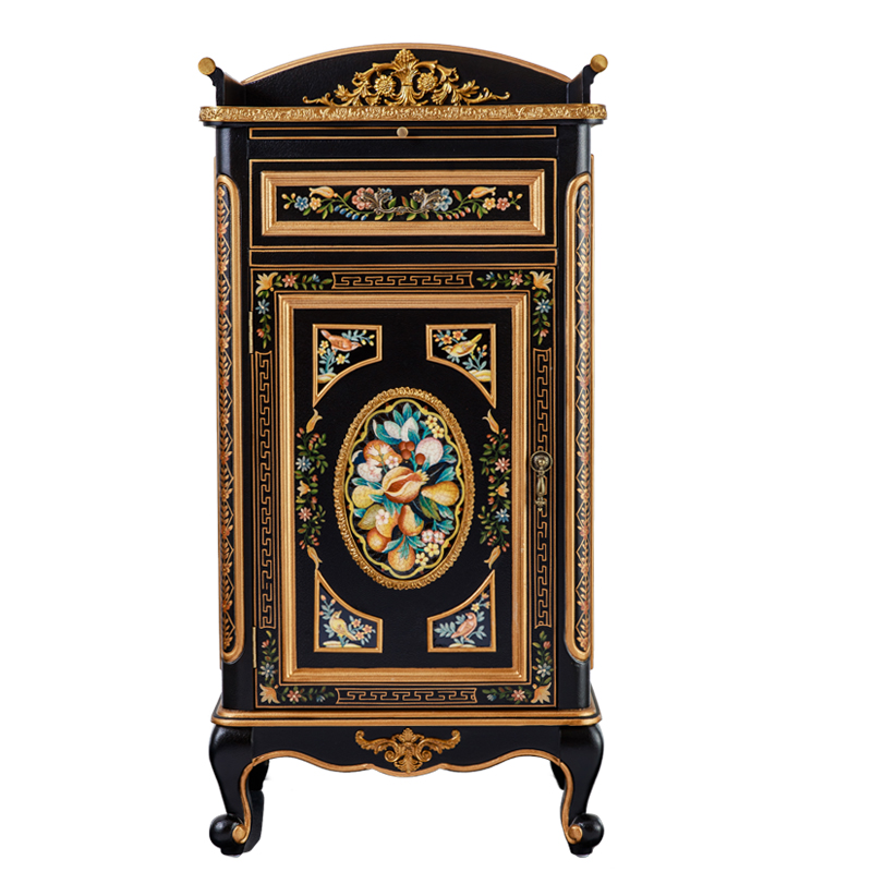 4 Drawers Cabinet Specific Use Console  Antique Classic Handmade Painting Cabinet With Flower Design Home Decor